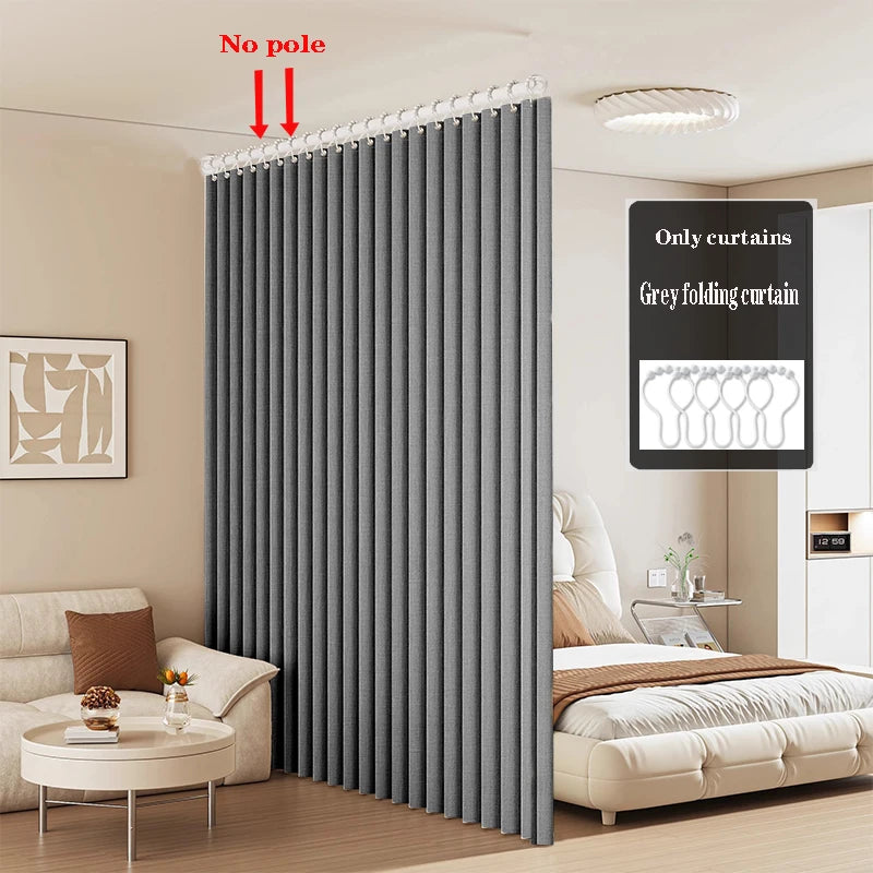 Fashionable Foldable Partition Curtain for Living Room Window Super Thick Fabric Pleated Process Stylish Individual Item