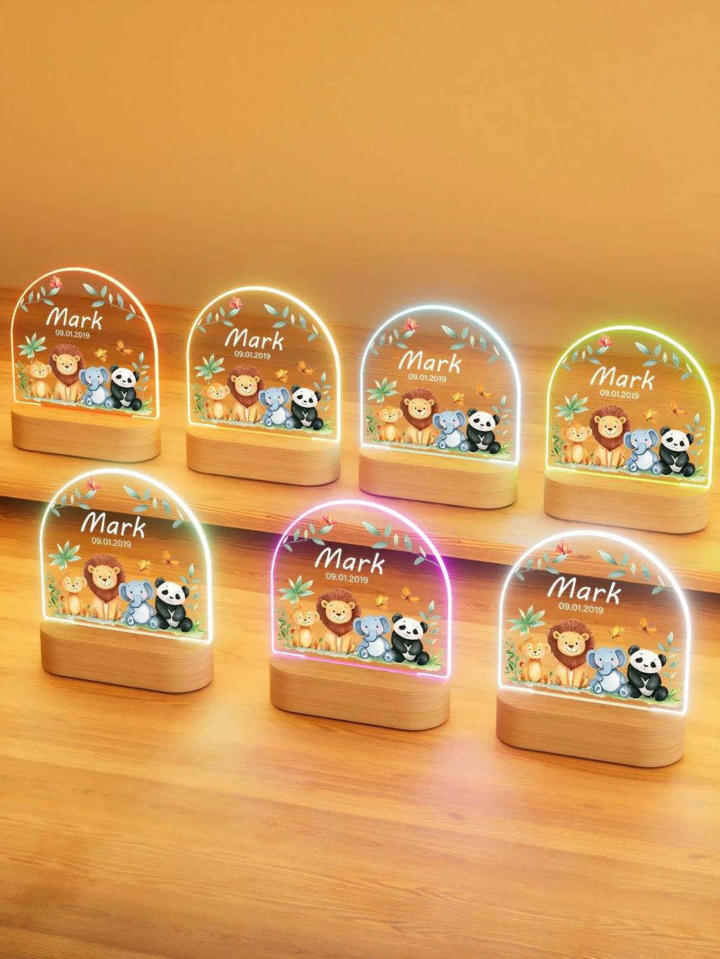 Custom name Creative gift, animal theme, send boys, girls 3D light LED night light warm light birthday gift Christmas gift