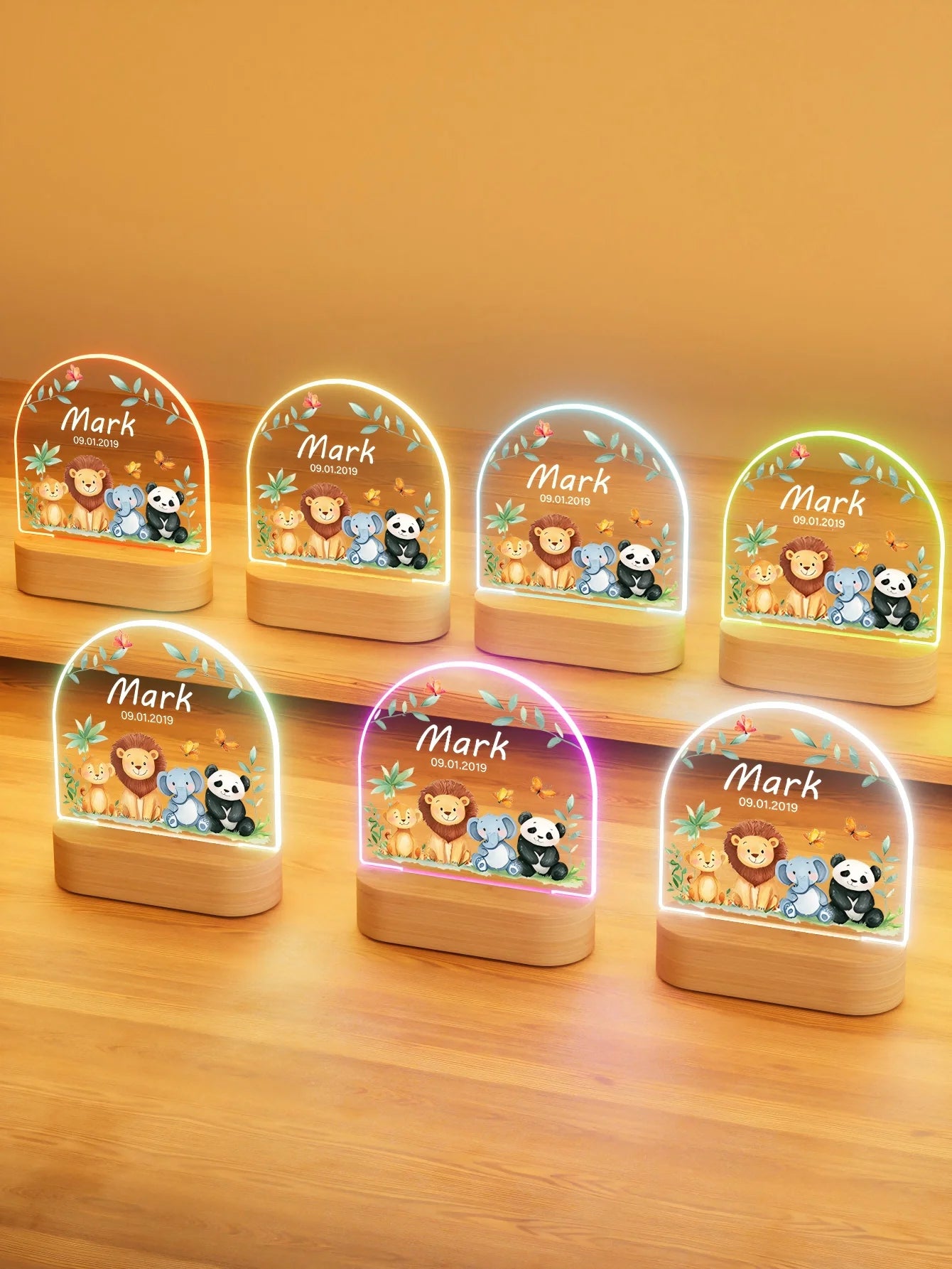 Custom name Creative gift, animal theme, send boys, girls 3D light LED night light warm light birthday gift Christmas gift