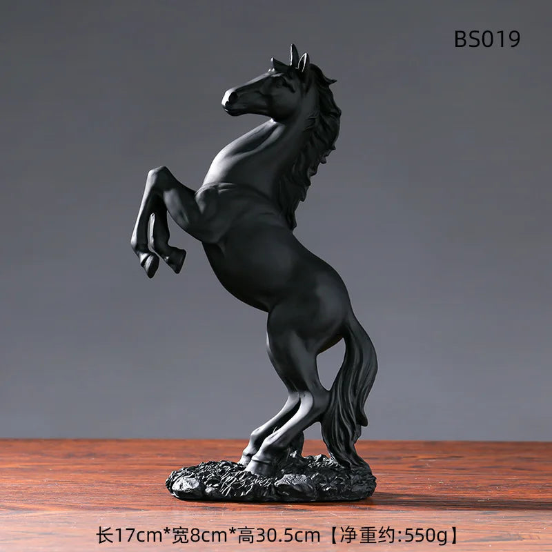 European Style Home Resin Victory Horse Statue, Living Room ，Cabinet,Office Desktop Decoration  Animal Figurines