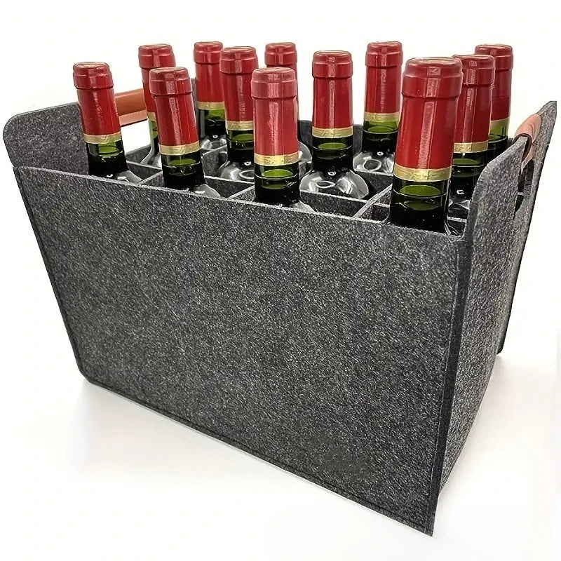 12-Compartment Felt Storage Basket, Portable & Modular Design for Kitchen, Home, and Beverage Organization