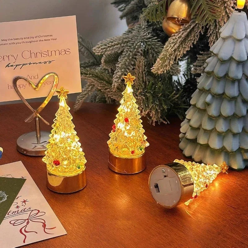 LED Night Lamp Mini Christmas Tree Christmas Luminous Decoration Bed Side Lamp Battery Powered Gift Desktop Ornament Night Lamps