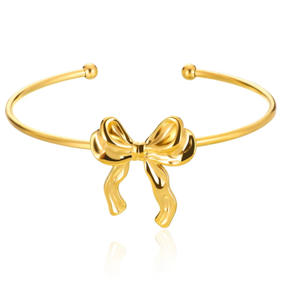 Vintage Flower Cuff Bracelet Bangle for Women Gold Color Flora Stainless Steel Bangles Casting Aesthetic Couple Wrist Jewelry