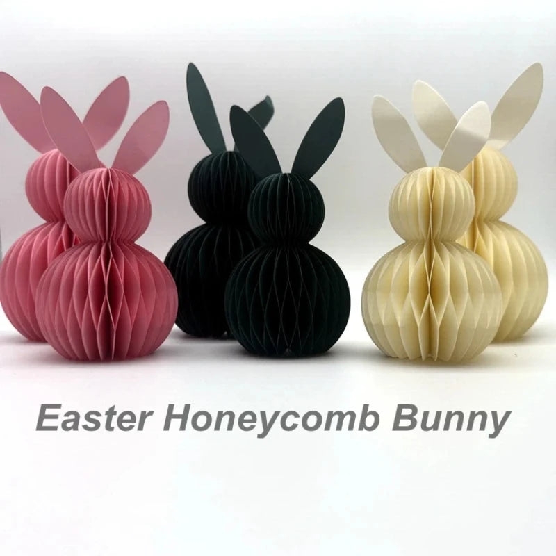Easter Bunny 3D Ornament Paper Honeycomb Bunnies Easter Day Party Decorations Cute Rabbit For Wedding Birthday
