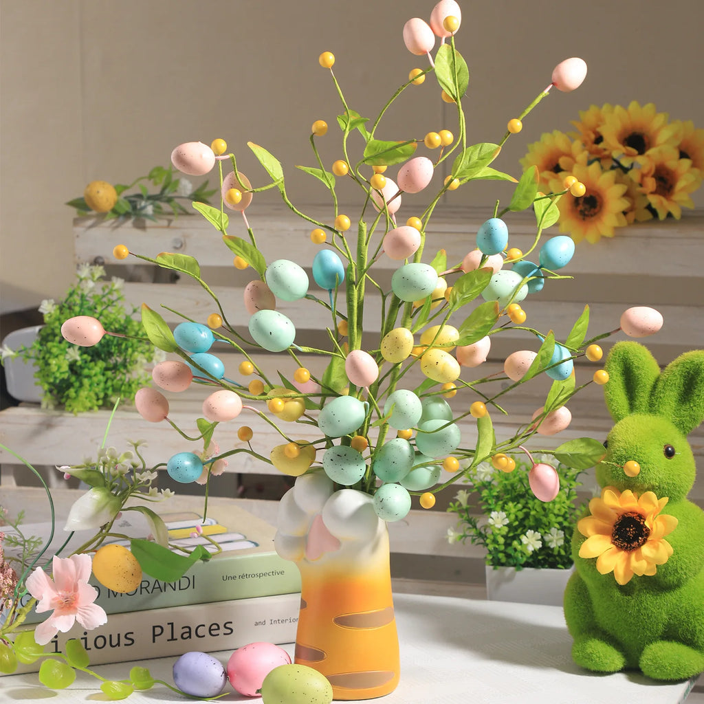 Easter Egg Flower Bouquet, Artificial Flower Berry Cuttings, Spring Flowers, Home Decoration, Simple Floral Accessories