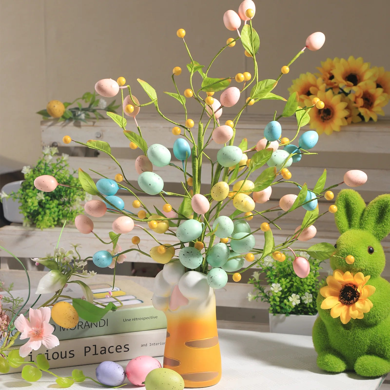 Easter Egg Flower Bouquet, Artificial Flower Berry Cuttings, Spring Flowers, Home Decoration, Simple Floral Accessories