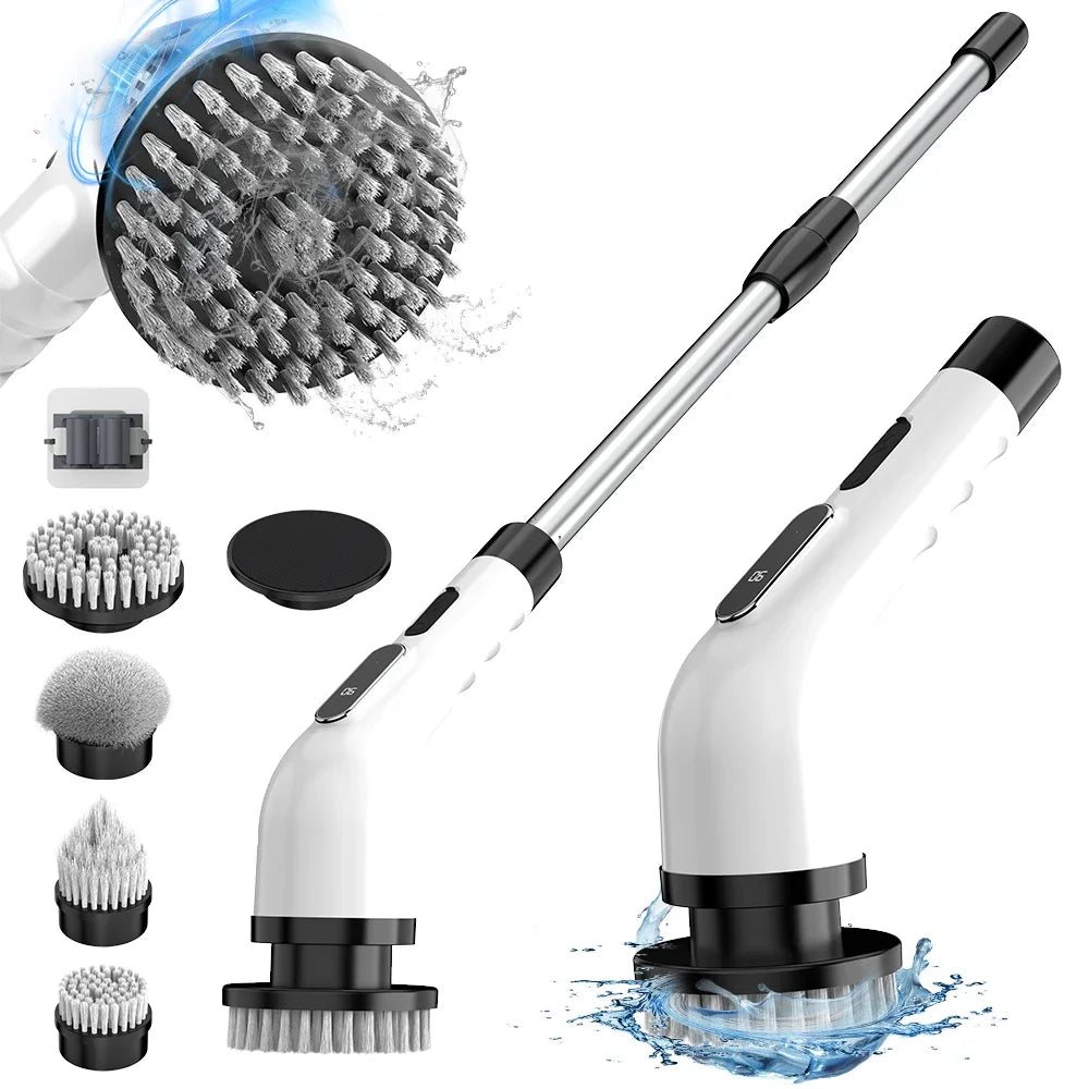 9-in-1 Electric Cleaning Brush Cordless Rotating Scrubber Multifunctional Household Cleaner for Kitchen Bathroom Floor