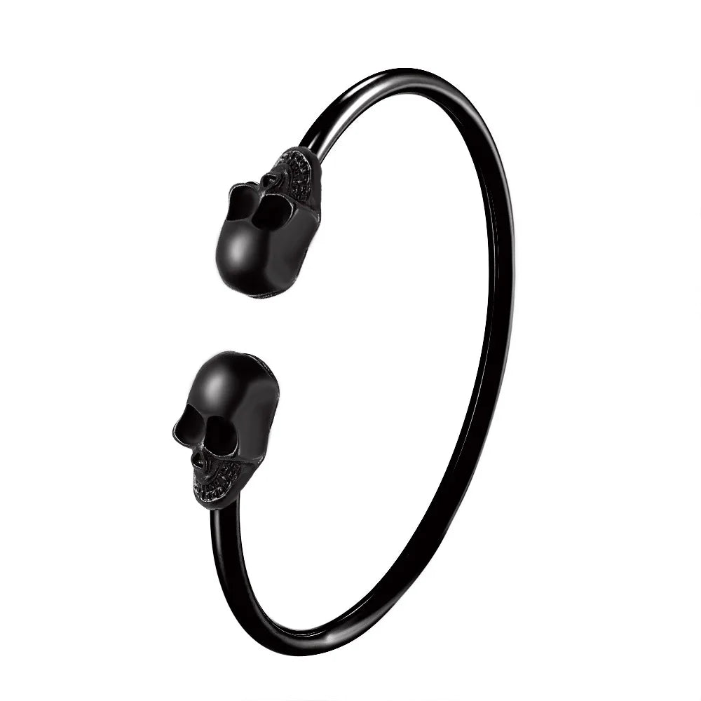 New Popular Fashion Retro Black Skull Creative Exaggerated Gothic Bracelets Bangles Jewelry Adjustable Women Party Favor Unisex