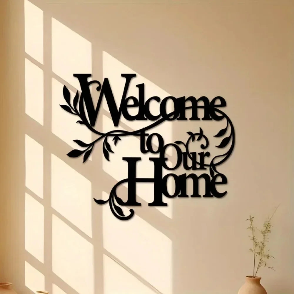1pc Metal Welcome To Our Home Wall Sign, Wall Decoration Pendant, Welcome Sign, Home Decoration Wall decoration