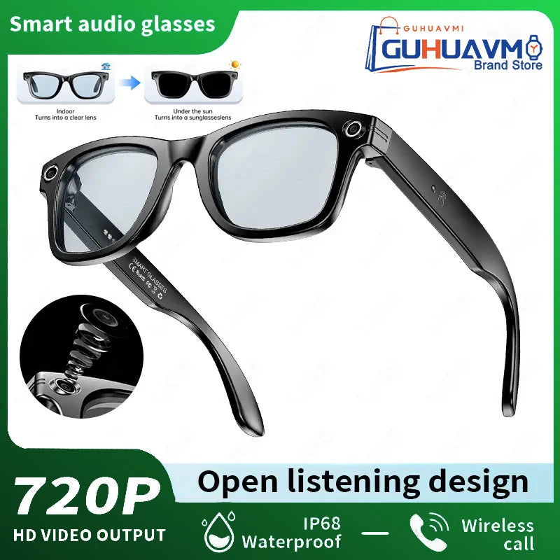 New AI Smart Glasses 800W Pixel Camera Bluetooth HD Call Voice Assistant Stereo Music Player Translate 6K Photochromic Glasses