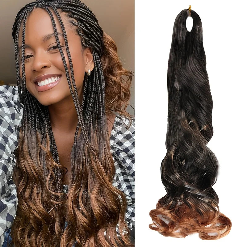 French Curly Braiding Hair 24Inch Loose Wavy 1 Pack  Bouncy Braiding Hair Extensions Synthetic French Curl Crochet Hair