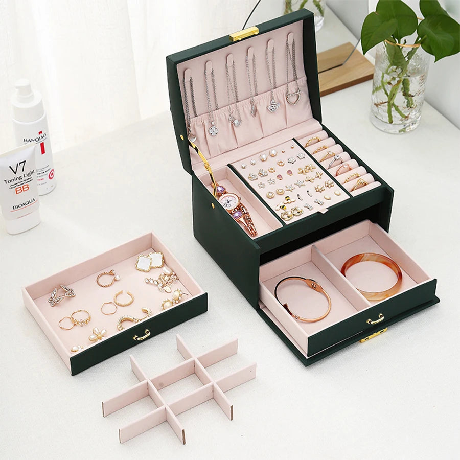 1PC, lock arch three-layer jewelry box, suitable for all kinds of jewelry storage