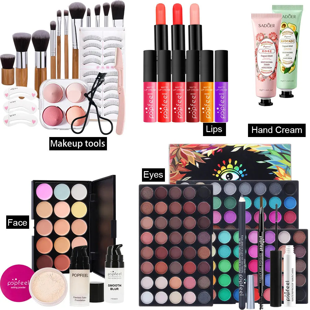 POPDEEL Makeup Kit For Women Full Kit,All-in-one Makeup Holiday Gift Set Include Concealer Eyeshadow Face Powder Lipstick Blush