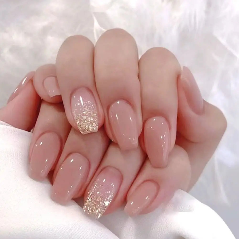 24pcs Gradient Fake Nails French Ballerina Nail