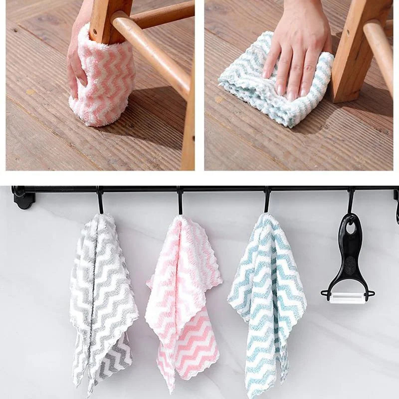 10 Pack Microfiber Kitchen Towels - Ultra Absorbent, Non-Stick & Oil-Free Cleaning Cloths for Dishes & Surfaces