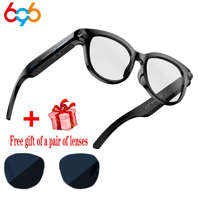 AI Smart Glasses Real-time Translation Bluetooth Call Sunglasses Dual Camera Shoot Audio Video Music Player Multifunctional Men