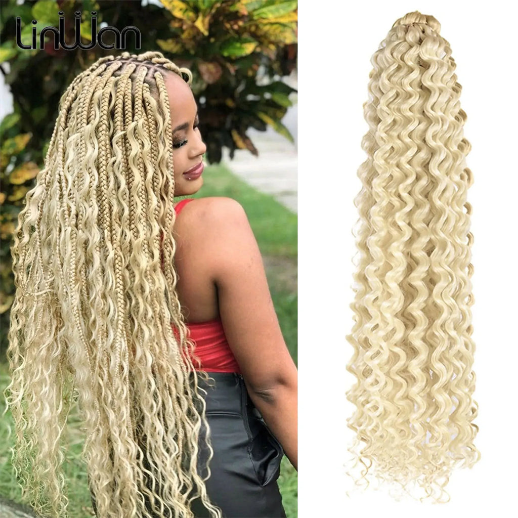 Deep Wave Hair Bundles 613 Piano Blonde Natural Synthetic Hair Extensions Ombre Thick Ponytail Loose Boho Braid Hair