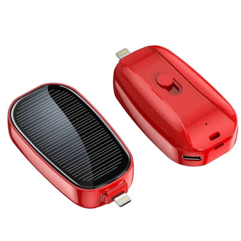 2025 New Solar Power Bank Mini Key Ring Powerbank Phone Portable Charger 1200mah External  Spare Battery for Xiaomi IPhone