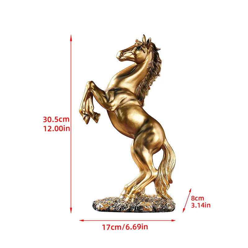 European Style Home Resin Victory Horse Statue, Living Room ，Cabinet,Office Desktop Decoration  Animal Figurines
