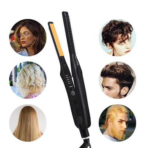 2 In 1 Hair Straightener & Curler Small Ceramic Hair Crimper Corrugation Short Hair Straightening Curling Styling Tool