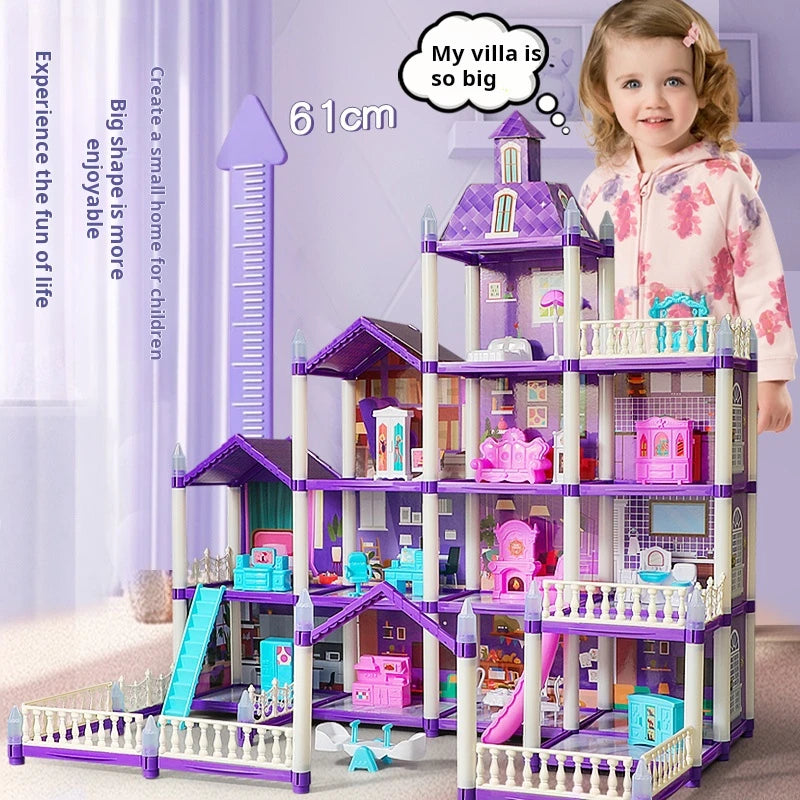 3D DIY Fantasy Princess Castle Villa Assembly Doll House Set Toys, Girls Home Toys & 3D Kids Toys