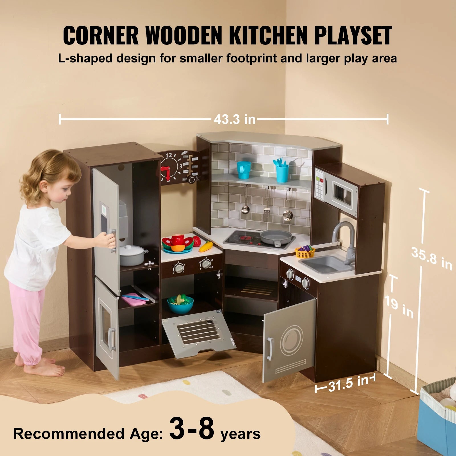 SucceBuy Play KitchenToys Set Children Kitchenware Accessories with Ice Maker for Kids toys Preschoolers Girls Birthday Gifts