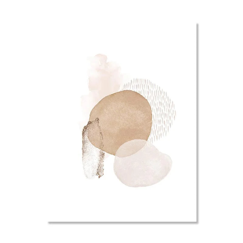 Abstract Watercolor Art Print in Beige Pink Gold  Boho Geometric Canvas Painting  Modern Wall Decor for Living Room Home Interio