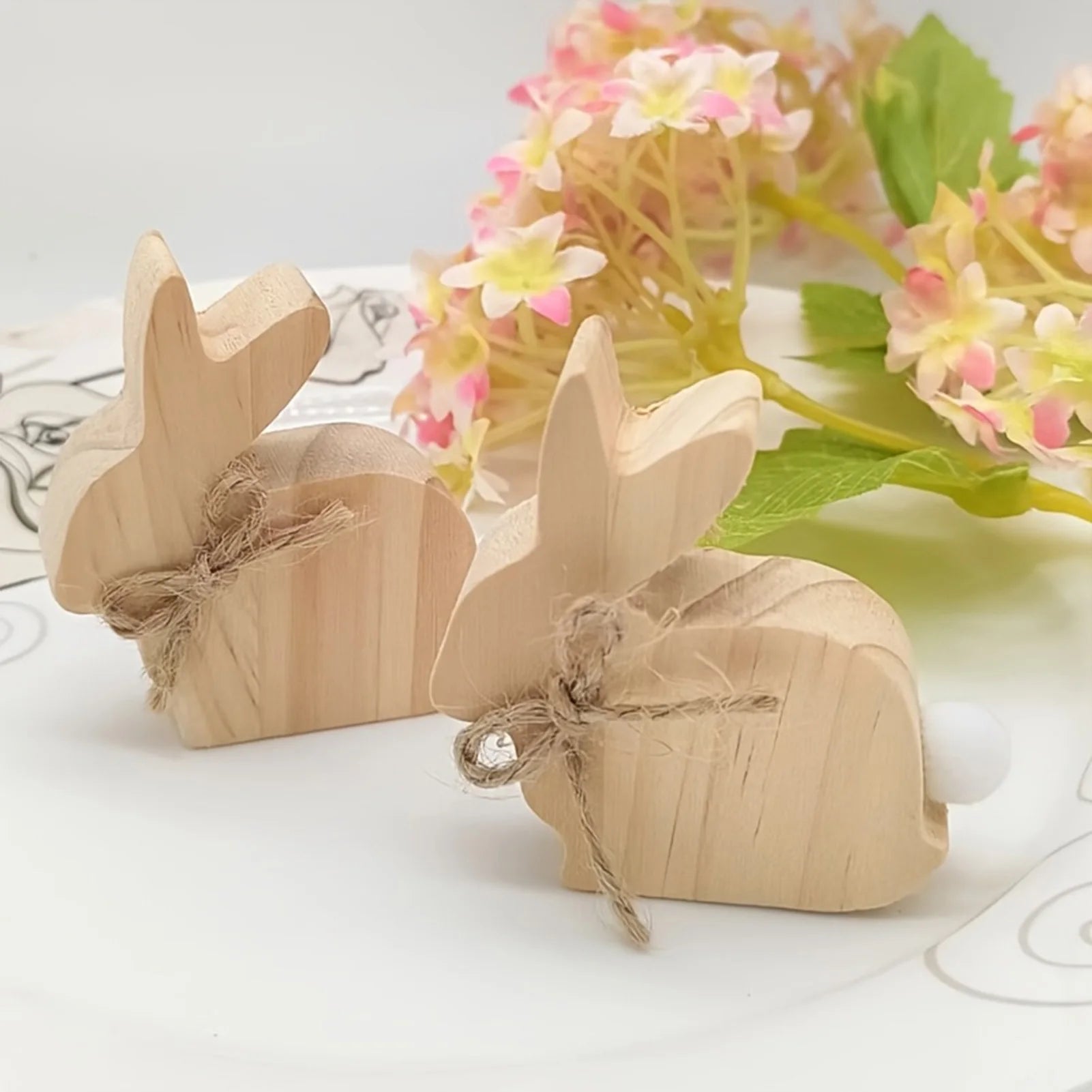 3pcs Wooden Easter Bunny Ornaments Farmhouse Vintage Indoor Home Decor Accents Suitable for Kitchen Holiday Party