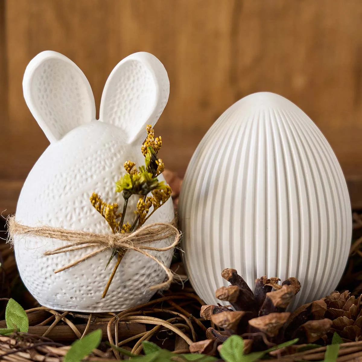 Easter Series Silicone Mold 3D Striped Egg Straight Ear Rabbit Gourd Diamond Pattern Bunny Scented Candle Gypsum Craft Gift Mold