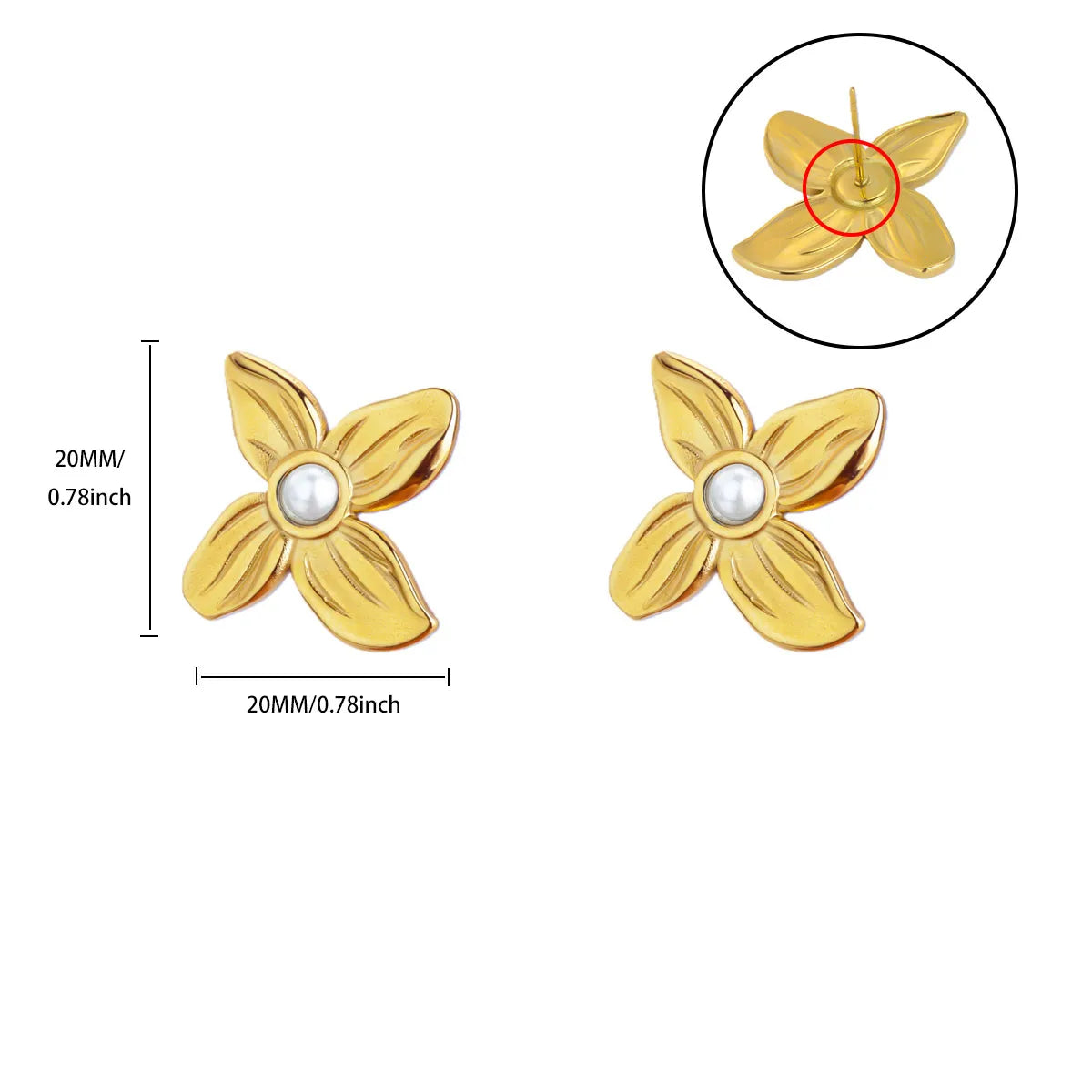 Exquisit Stainless Steel Love Heart Flower Earrings for Women Gold Plated Pearl Ear Stud Earrings Party Personality Jewelry New