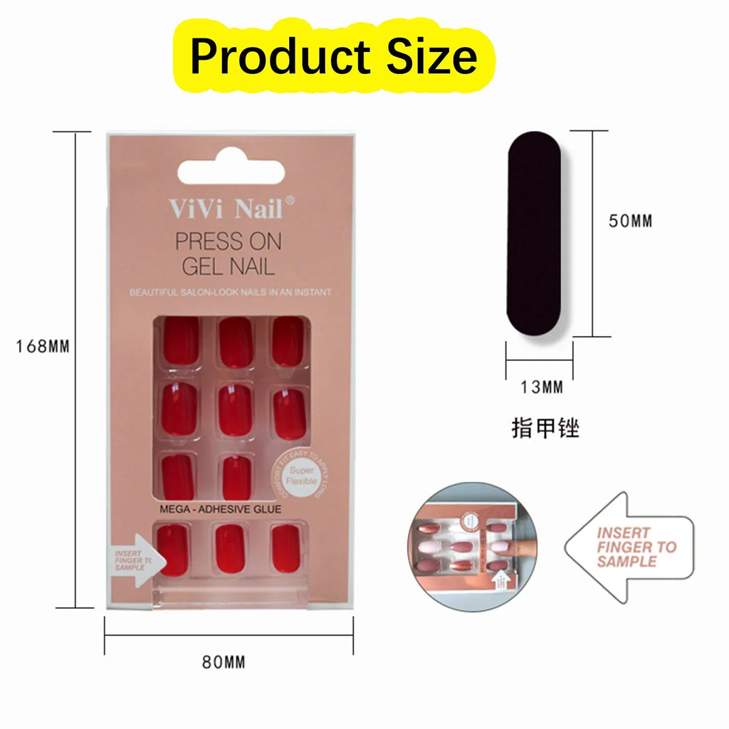 24pc nails Art Fake Nail Tips Press on Coffin  Artificial Square