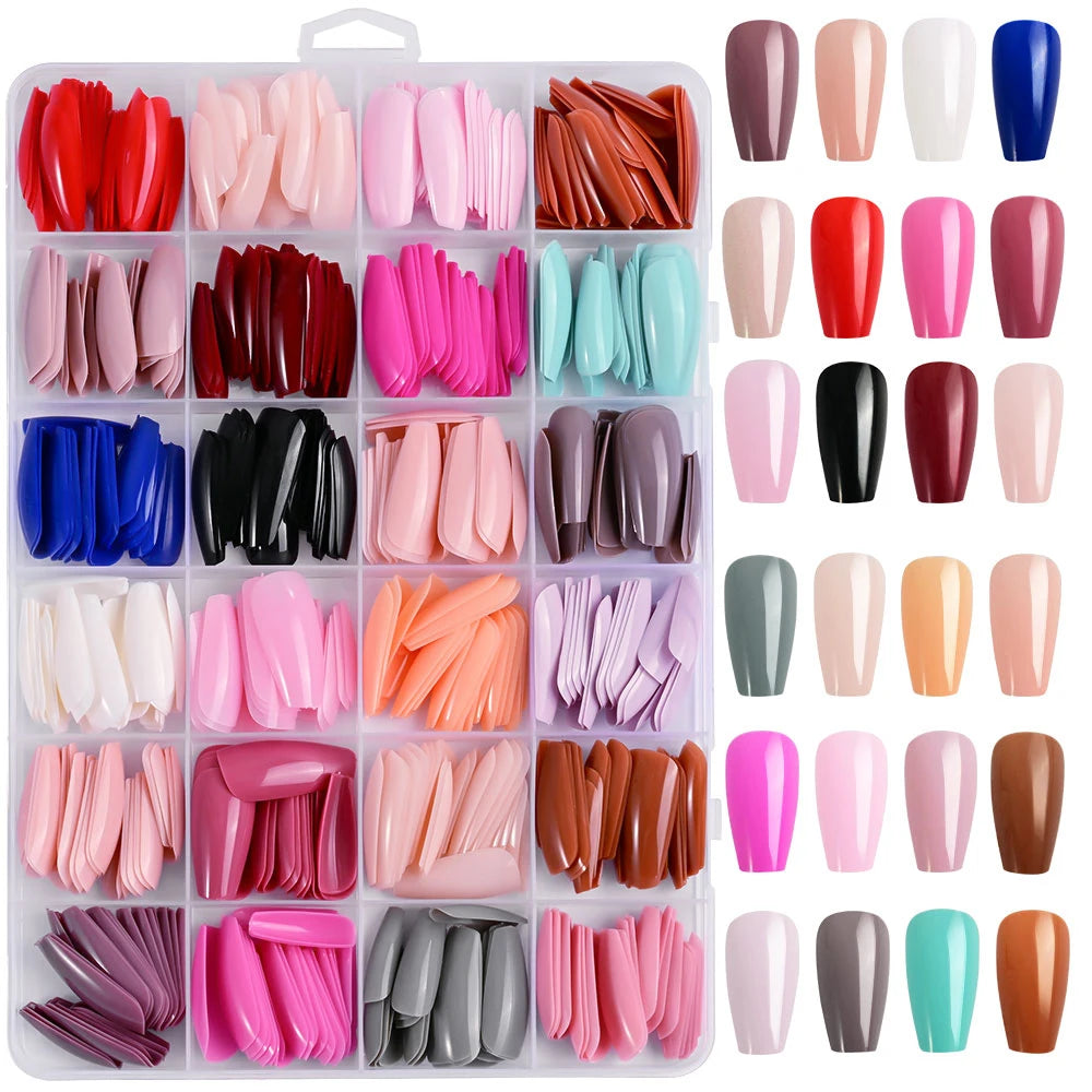 576pcs/Box Colorful Fake Nails  Cover Nail Tips