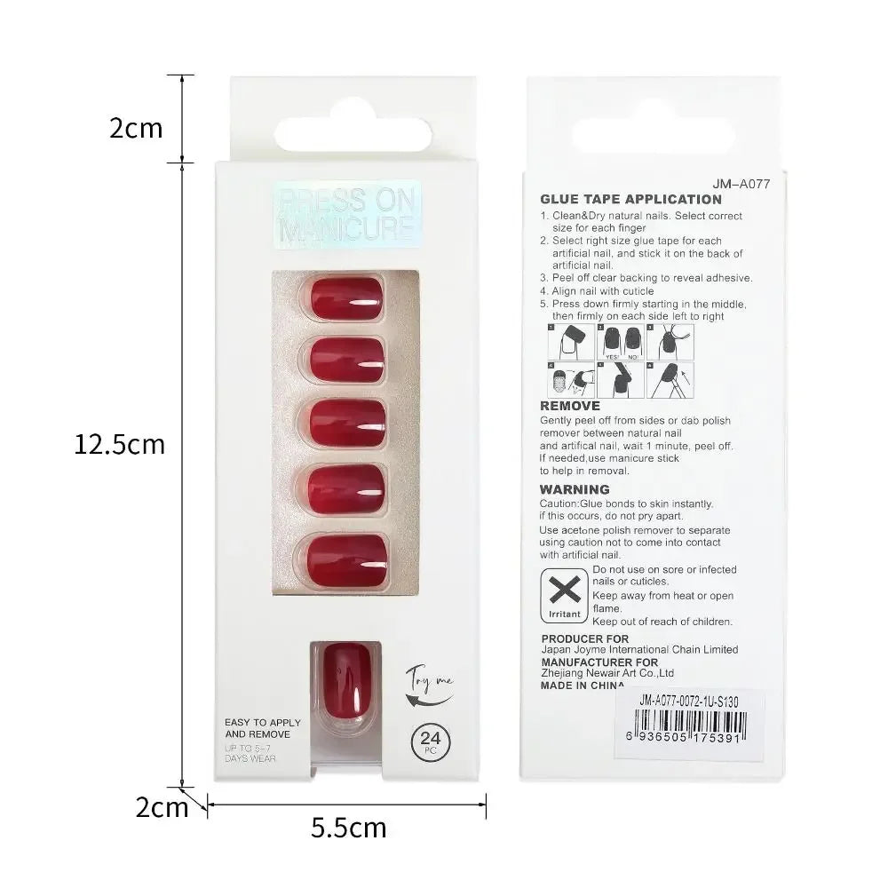 24pc nails Art Fake Nail Tips Press on Coffin  Artificial Square