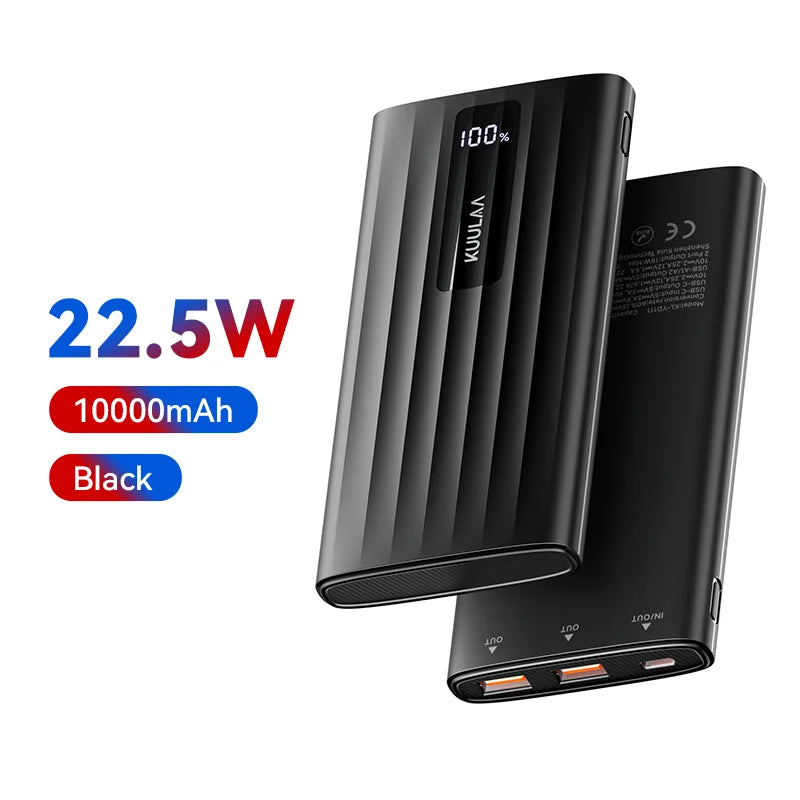 KUULAA Power Bank 10000mAh 22.5W PD Fast Charging Portable Charger External Battery For iPhone 15 14 13 Samsung Huawei Powerbank