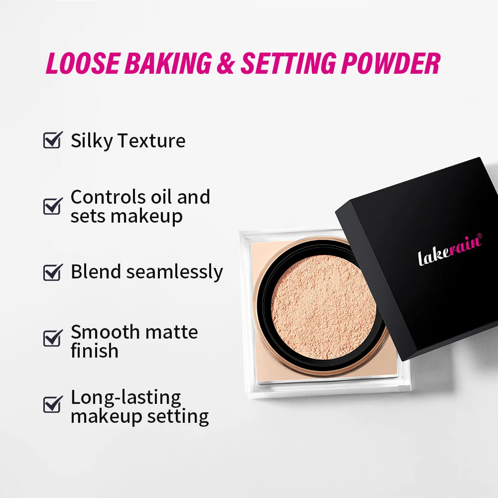 Loose Baking Setting Powder Long Lasting Oil Control Natural Face Matte Waterproof Brightening Loose Powder Makeup Cosmetics