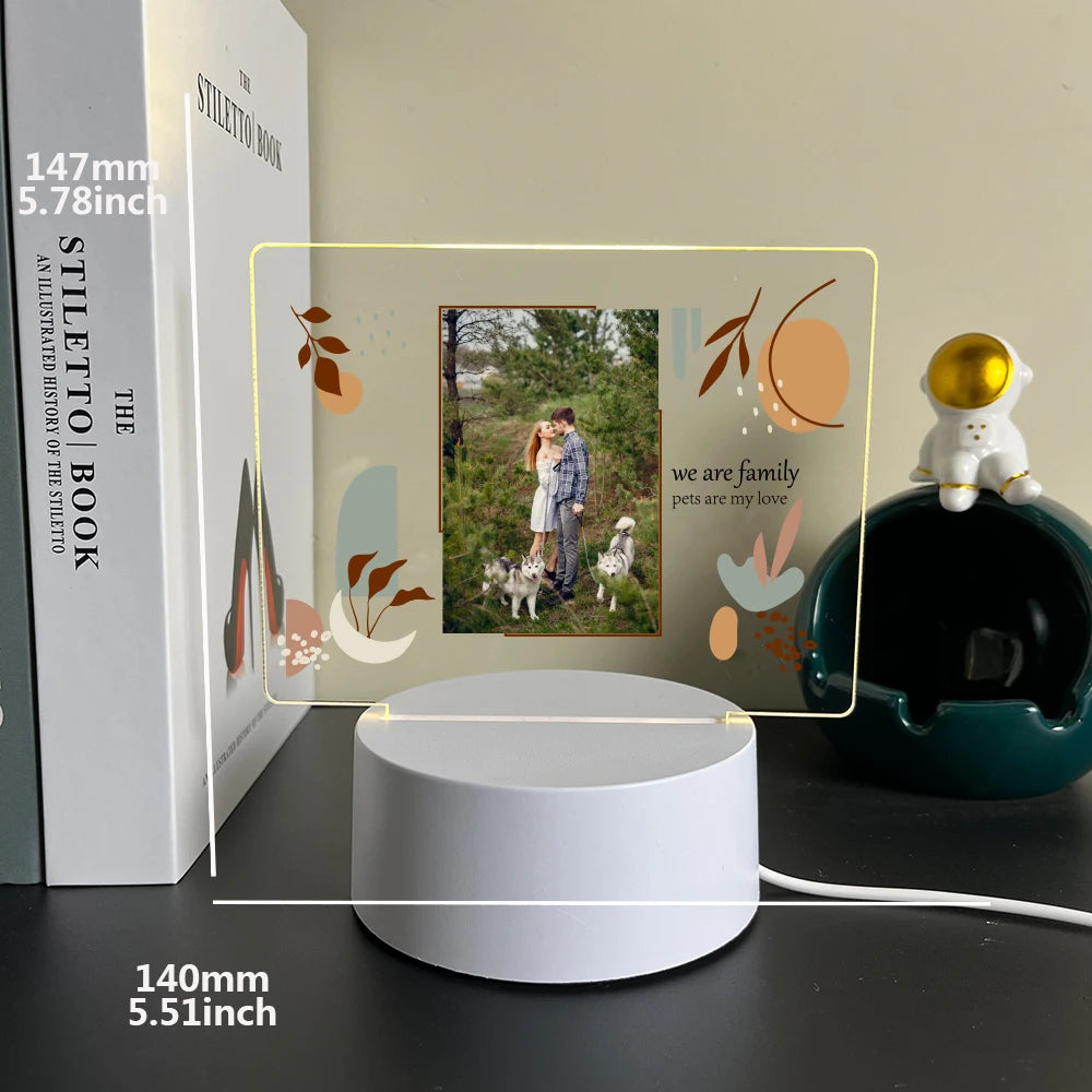1 pc Personalize Custom Photo Picture Couple Acrylic Led Night Lamp 3D Touch LED Night Light for Bedroom Decor Birthday Gift