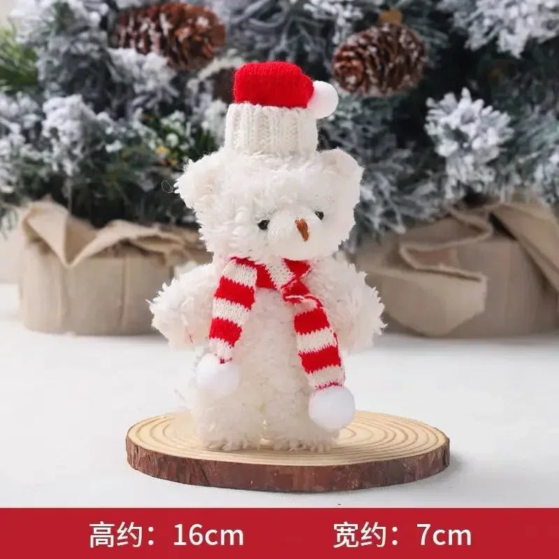 Mini Christmas Bear Doll Plush Bear Gift Clothing Bag Keychain Pendants Baking Decoration Christmas Drop Ornaments Kid Xmas Gift