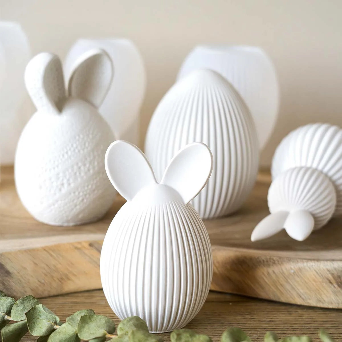 Easter Series Silicone Mold 3D Striped Egg Straight Ear Rabbit Gourd Diamond Pattern Bunny Scented Candle Gypsum Craft Gift Mold