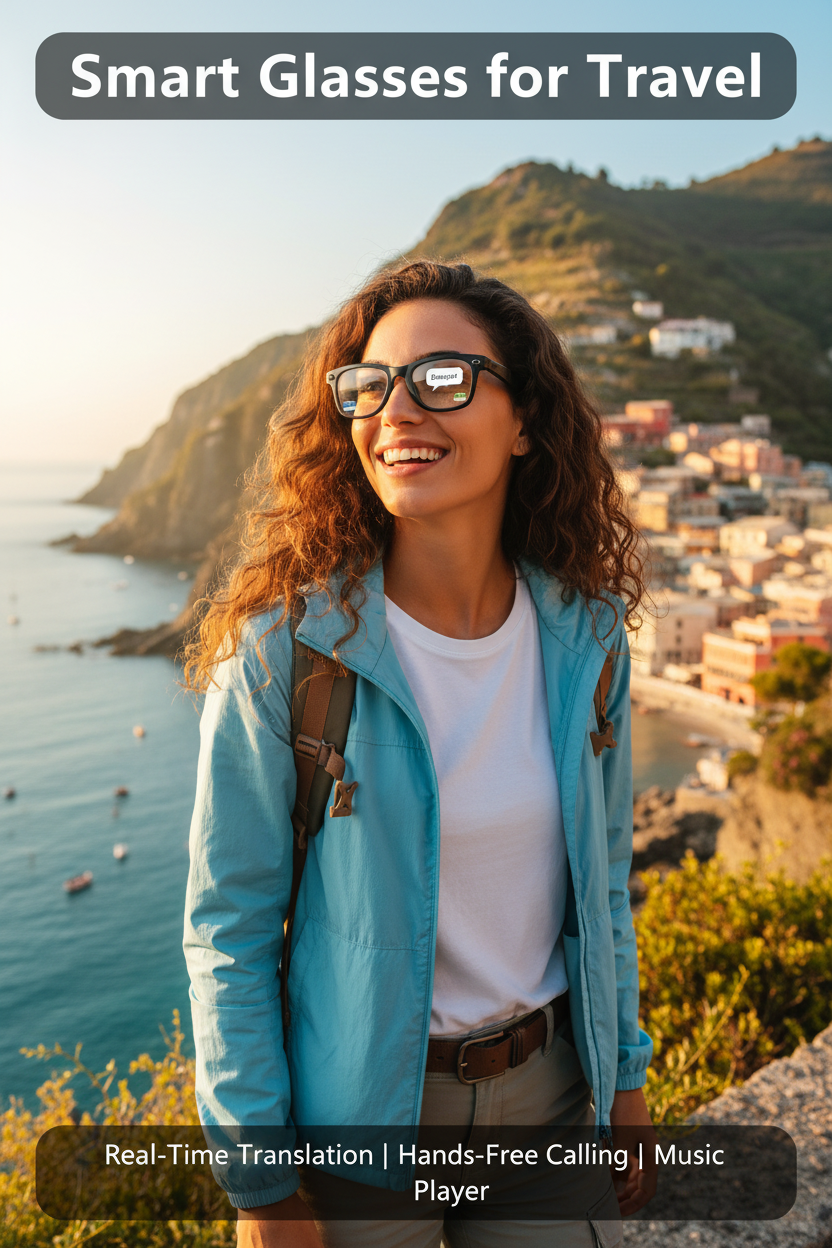 Smart Glasses for Travel - Real-Time Translation, Hands-Free Calling, Music Player